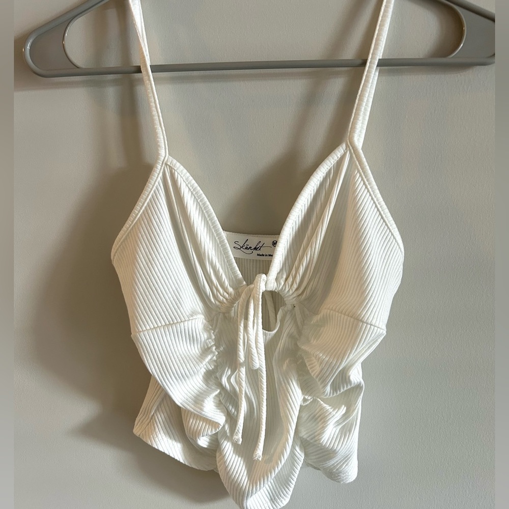 White Keyhole Crop Top